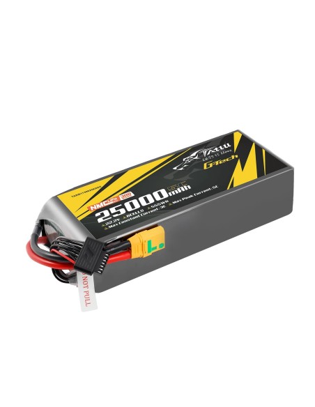 Paquete de baterías Lipo G-Tech de estado semisólido Tattu de 300 Wh/kg, 25000 mAh, 5C, 22,2 V, 6S1P con conector XT90S-F.