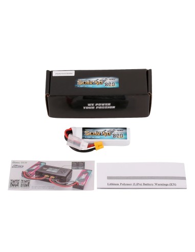 Batería Gens ace Soaring Lipo de 800 mAh, 2S, 7,4 V, 30C con conector XT30.