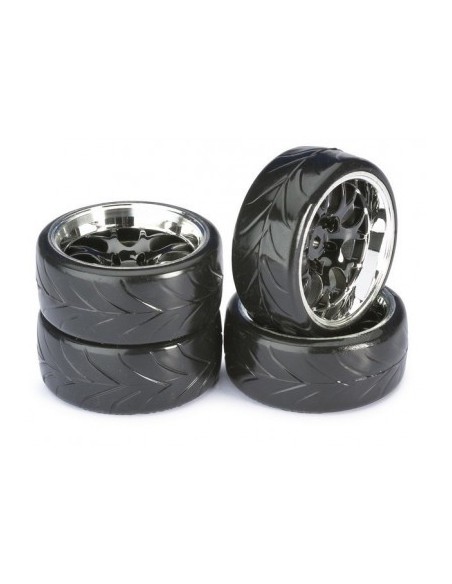 Wheel Set Drift LP " Comb / Profile A" black/chrome 1:10