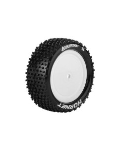 Louise RC - E-HORNET - 1-10 Buggy Tire Set - Mounted - Super Soft - White Wheels - Hex 12mm - 4WD - Front - L-T3170VWKF