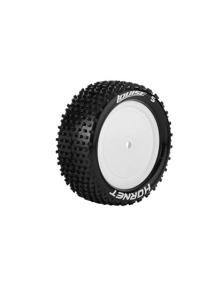 Louise RC - E-HORNET - 1-10 Buggy Tire Set - Mounted - Super Soft - White Wheels - Hex 12mm - 4WD - Front - L-T3170VWKF