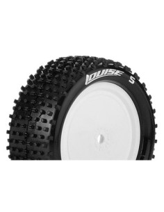 Louise RC - E-HORNET - 1-10 Buggy Tire Set - Mounted - Super Soft - White Wheels - Hex 12mm - 4WD - Rear - L-T3172VWKR