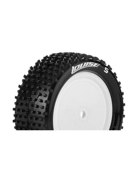 Louise RC - E-HORNET - 1-10 Buggy Tire Set - Mounted - Super Soft - White Wheels - Hex 12mm - 4WD - Rear - L-T3172VWKR