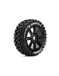 Louise RC - B-UPHILL - 1-8 Buggy Tire Set - Mounted - Soft - Black Spoke Wheels - Hex 17mm - L-T3271SB