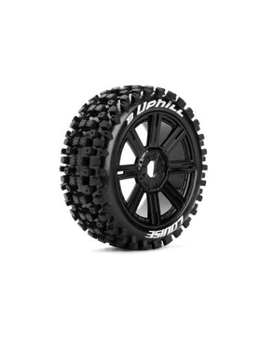 Louise RC - B-UPHILL - 1-8 Buggy Tire Set - Mounted - Soft - Black Spoke Wheels - Hex 17mm - L-T3271SB