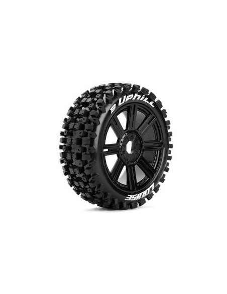 Louise RC - B-UPHILL - 1-8 Buggy Tire Set - Mounted - Soft - Black Spoke Wheels - Hex 17mm - L-T3271SB