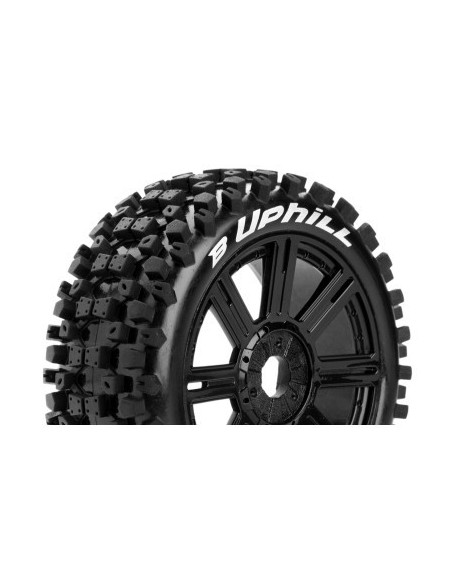 Louise RC - B-UPHILL - 1-8 Buggy Tire Set - Mounted - Soft - Black Spoke Wheels - Hex 17mm - L-T3271SB