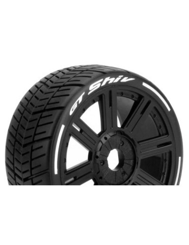 Louise RC - MFT - GT-SHIV - 1-8 Buggy Tire Set - Mounted - Super Soft - Black Spoke Wheels - Hex 17mm - L-T3284VB