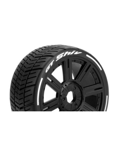 Louise RC - MFT - GT-SHIV - 1-8 Buggy Tire Set - Mounted - Super Soft - Black Spoke Wheels - Hex 17mm - L-T3284VB