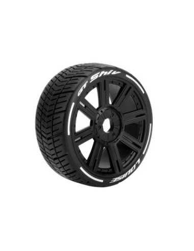 Louise RC - MFT - GT-SHIV - 1-8 Buggy Tire Set - Mounted - Super Soft - Black Spoke Wheels - Hex 17mm - L-T3284VB