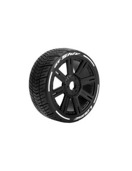 Louise RC - MFT - GT-SHIV - 1-8 Buggy Tire Set - Mounted - Super Soft - Black Spoke Wheels - Hex 17mm - L-T3284VB