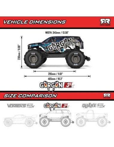 1-10 GORGON 223S 2WD RTR Brushless Monster Truck Red-Black