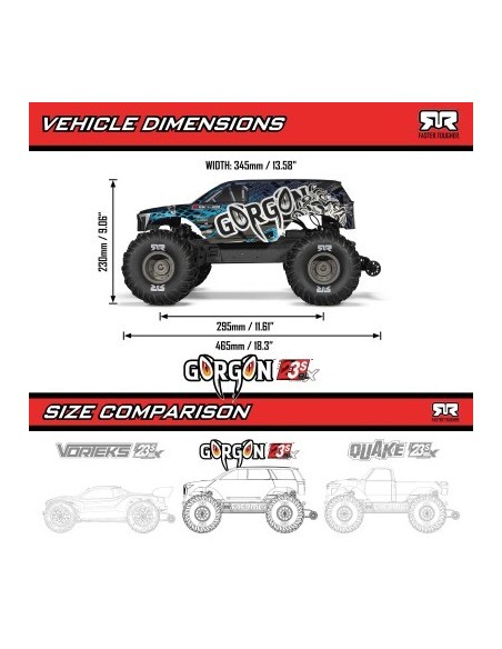 1-10 GORGON 223S 2WD RTR Brushless Monster Truck Red-Black