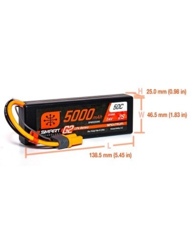7.4V 5000mAh 2S 50C Smart G2 Hardcase LiPo Battery: IC5 - PARTE OCCIONAL