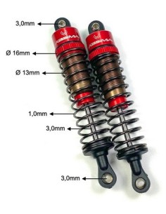 Amortiguadores estándar de aluminio 1:10 de 110 mm (2) 2
