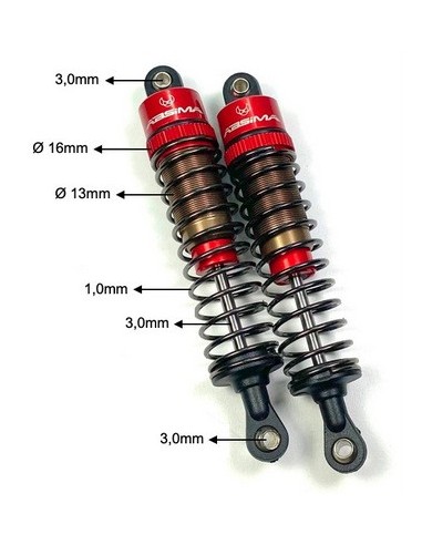 Amortiguadores estándar de aluminio 1:10 de 110 mm (2)