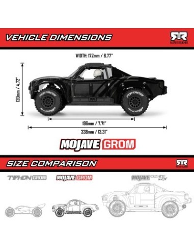 1-16 MOJAVE GROM 4X4 RTA KIT Brushed Desert Truck (Battery & Charger Included) Clear-Black