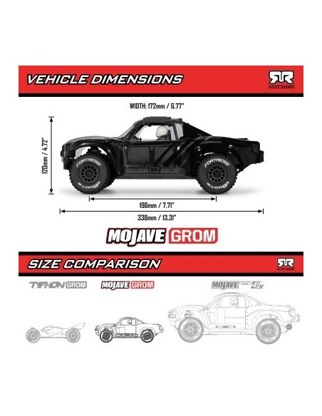 1-16 MOJAVE GROM 4X4 RTA KIT Brushed Desert Truck (Battery & Charger Included) Clear-Black