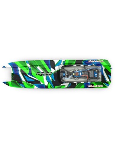 copia de GREEN-BLUE DCB M41 Widebody: Brushless 40" Race Boat with TQi™ Traxxas Link™ Enabled 2.4GHz Radio System & Traxxas