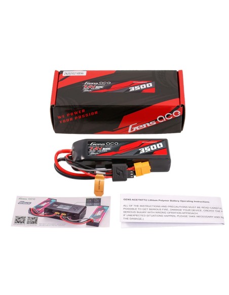 Gens ace G-Tech 3500mAh 2S1P 7.4V 60C Lipo Batería con enchufe XT60