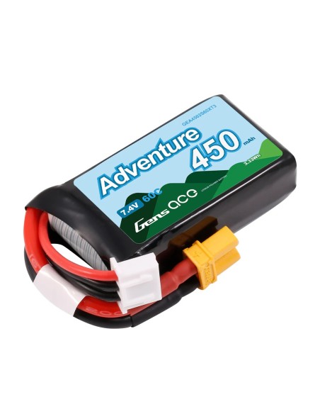 Gens ace Adventure 450mAh 2S1P 7.4V 60C Lipo Batería XT30
