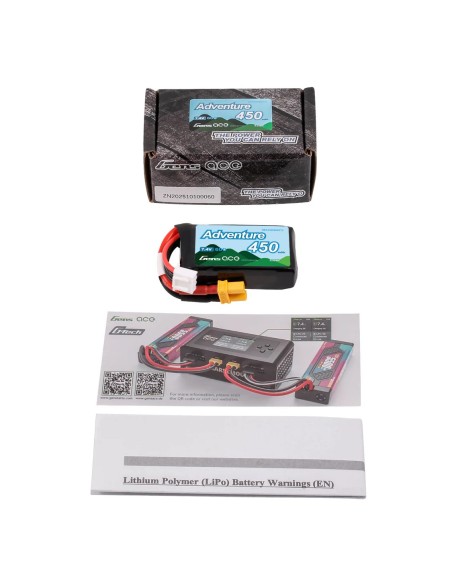 Gens ace Adventure 450mAh 2S1P 7.4V 60C Lipo Batería XT30