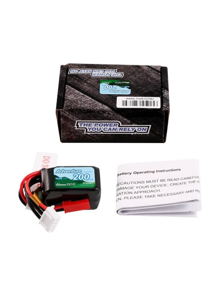 Paquete de batería de Lipo Gens ace 200mAh 11.1V 30C 3S1P con enchufe JST-SYP