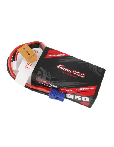 Batería de Gens ace 850mAh 7.4V 2S1P 60C Lipo con enchufe EC2