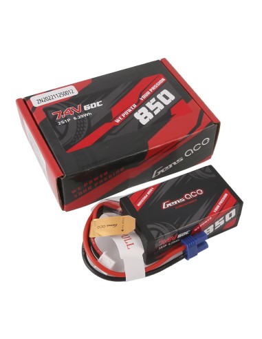 Batería de Gens ace 850mAh 7.4V 2S1P 60C Lipo con enchufe EC2