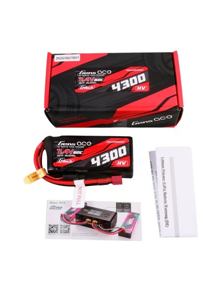 Gens ace G-Tech 4300mAh 3S1P 11.4V 60C Lipo batería con enchufe en T