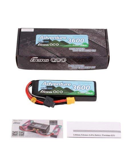 Gens ace 3600mAh 3S 60C HV Lipo Batería con XT60 | Aventura | G-Tech