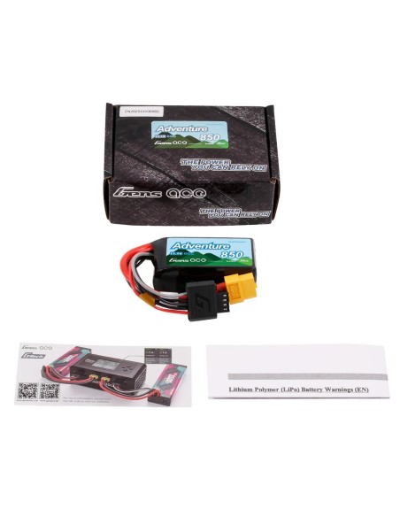 Gens ace Adventure G-Tech 850mAh 3S1P 11.1V 60C Lipo Batería XT60