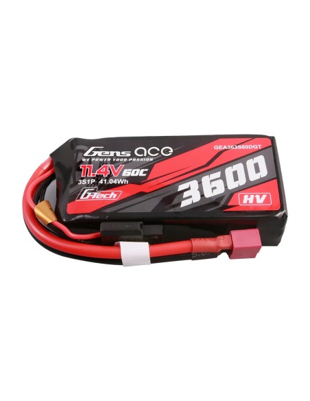 Gens ace G-Tech 3600mAh 11.4V 3S1P 60C batería de alta tensión Lipo con enchufe en T