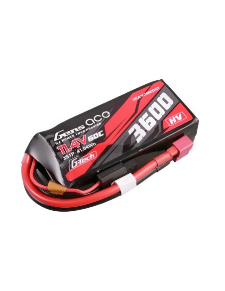 Gens ace G-Tech 3600mAh 11.4V 3S1P 60C batería de alta tensión Lipo con enchufe en T