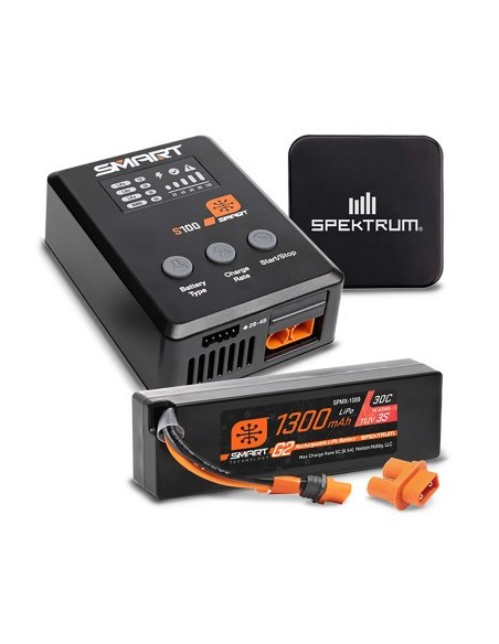 Smart Powerstage Bundle: 1300mAh 3S 30C LiPo Battery (IC2) - S100 Charger - 65W Power Supply - Adapter