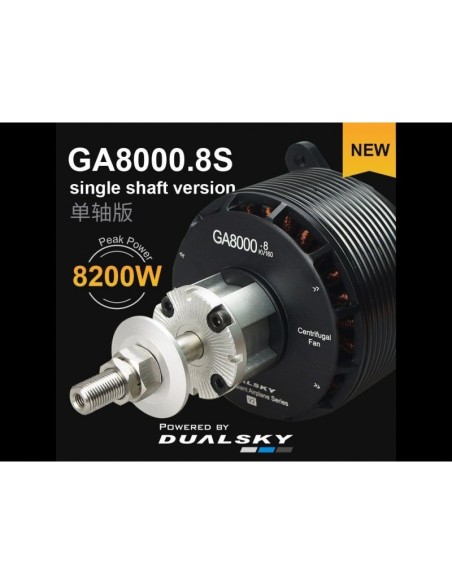 Motor Dualsky GA8000.8S de un eje 80-120CC (1140g, 160kv, 8200W)