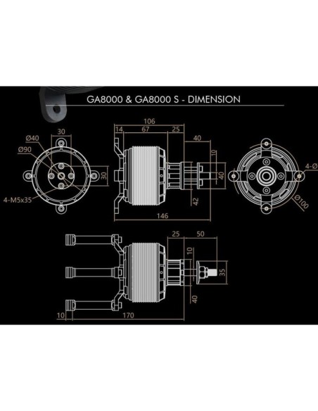 Motor Dualsky GA8000.9      KV 140, 1150g, 8000W