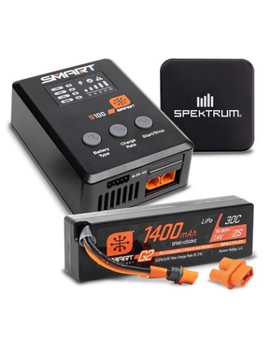 Smart Powerstage Surface Bundle: 1400mAh 2S 30C LiPo Battery (IC2) - 100W S100 Charger - 65W Power Supply - Adapter