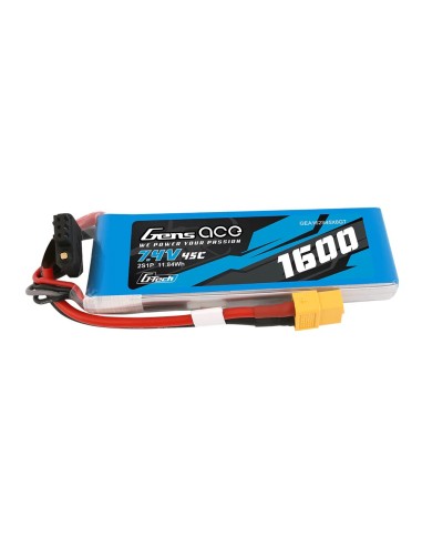 Batería Lipo Gens ace G-Tech de 1600 mAh, 7,4 V, 45C, 2S1P con conector XT60.