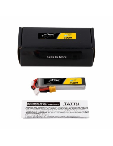 Batería Lipo Tattu 2s 650mAh 95C7.6V HV con conector XT30 de gran capacidad