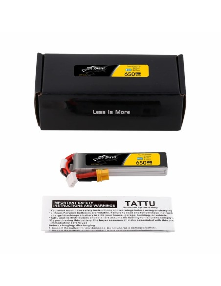 Batería Lipo Tattu 2s 650mAh 95C7.6V HV con conector XT30 de gran capacidad