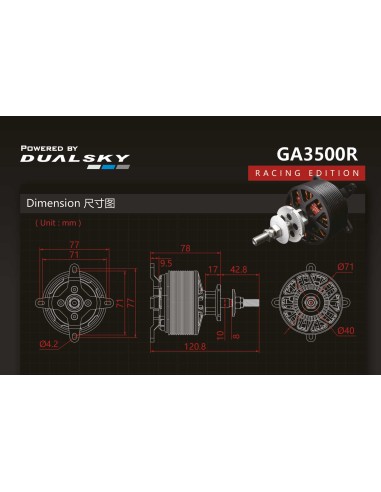 Motor Dualsky GA3500R.11 Racing Edition de 180 K/V y 3500 W