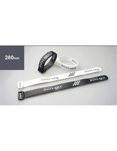 SUJETADOR DE BATERÍA DUALSKY V2 280MM BATERÍA VELCRO 2 PIEZAS. BLANCO, 2 STK. NEGRO
