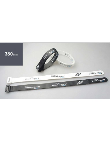 SUJETADOR DE BATERÍA DUALSKY V2 380MM BATERÍA VELCRO 2 PIEZAS. BLANCO, 2 STK. NEGRO