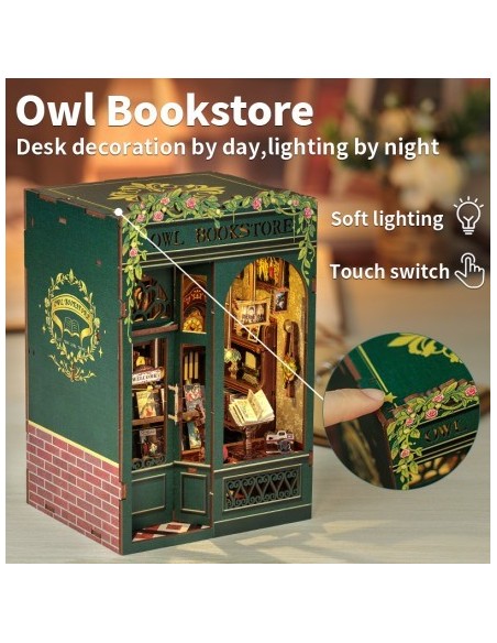 Book Nook Librería "Owl Bookstore" con 88 piezas.