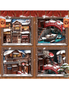 Cutebee Book Nook Kyoto Snow Whisper con 286 piezas 2