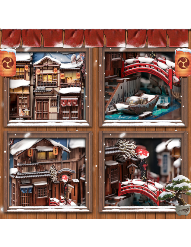 Cutebee Book Nook Kyoto Snow Whisper con 286 piezas