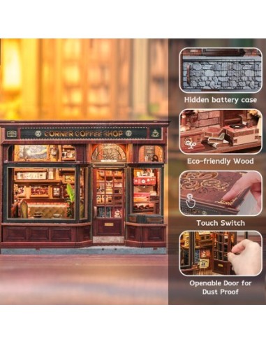 Miniature House Cafetería "Corner Coffee Shop" con 294 piezas.