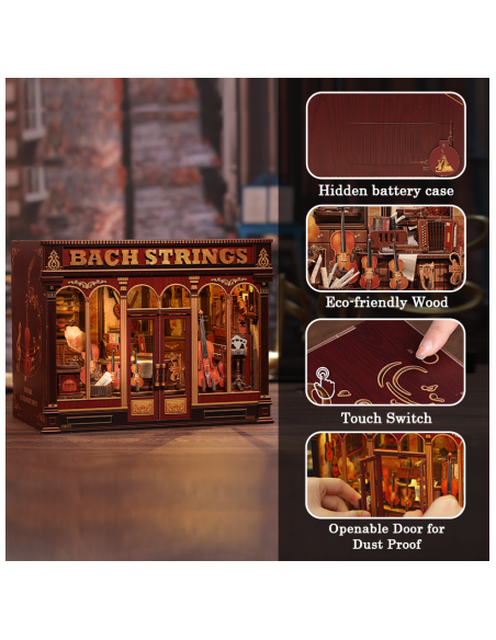 Miniature House Tienda de música "Bach Strings" con 285 piezas.