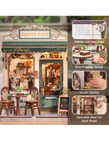 Miniature House Cafetería "Sunny Cafe" con 233 piezas.